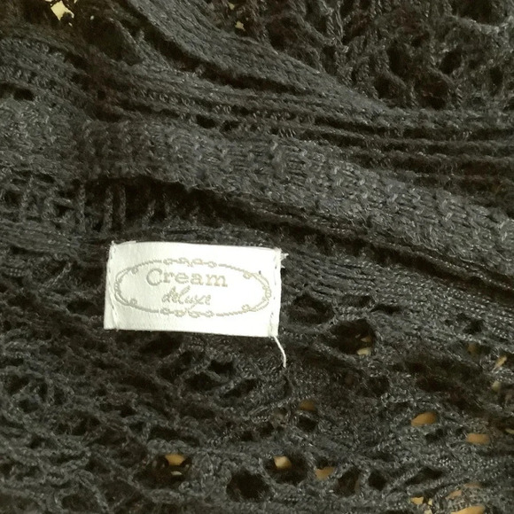 CREAM Black Mesh Fringed Lace Coverup OS - Picture 12 of 15